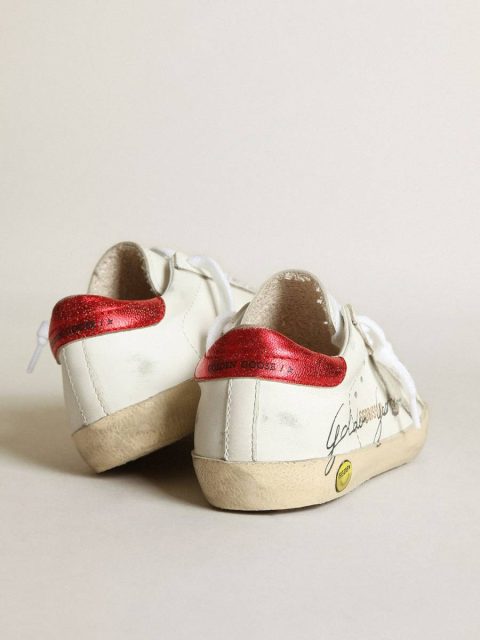 Junior Super-Star With Gray Star And Red Heel Tab White Little Boys (1-3 Years) Kids Golden Goose - Image 4