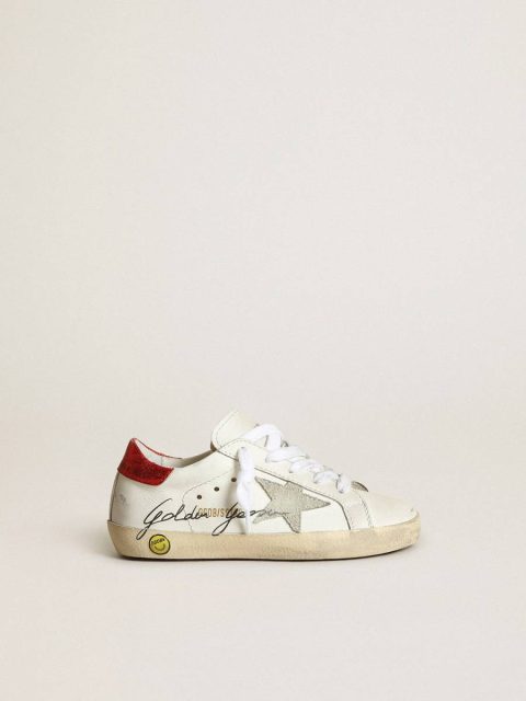 Junior Super-Star With Gray Star And Red Heel Tab White Little Boys (1-3 Years) Kids Golden Goose