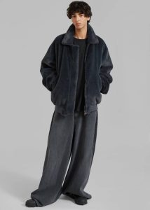Justin Faux Fur Bomber - Storm Grey Outerwear The Frankie Shop Men - Image 2