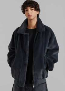 Justin Faux Fur Bomber - Storm Grey Outerwear The Frankie Shop Men