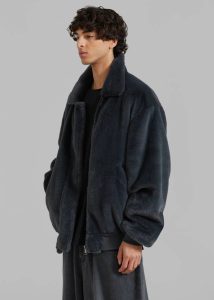 Justin Faux Fur Bomber - Storm Grey Outerwear The Frankie Shop Men - Image 3