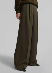 Kamila Wide Leg Trousers - Khaki Women Green Bottoms The Frankie Shop - Image 3