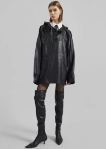 Kevin Leather Hooded Overshirt - Black The Frankie Shop Tops Black Women - Image 2