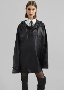 Kevin Leather Hooded Overshirt - Black The Frankie Shop Tops Black Women