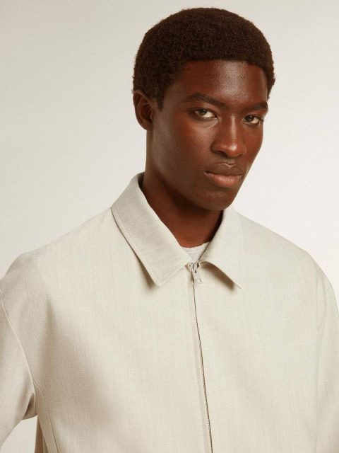 Khaki Golden Goose Coats & Jackets Men Men's Khaki Wool Blend Coach Jacket - Image 5