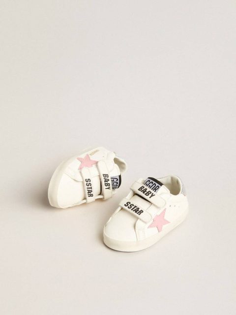 Kids Baby Old School With Pink Leather Star And Silver Leather Heel Tab Newborns Golden Goose - Image 2