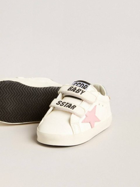 Kids Baby Old School With Pink Leather Star And Silver Leather Heel Tab Newborns Golden Goose - Image 3