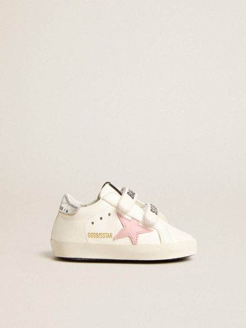 Kids Baby Old School With Pink Leather Star And Silver Leather Heel Tab Newborns Golden Goose
