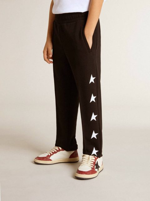 Kids Black Bottomwear Selection (4-12 Years) Golden Goose Boys’ Black Joggers With White Stars - Image 3