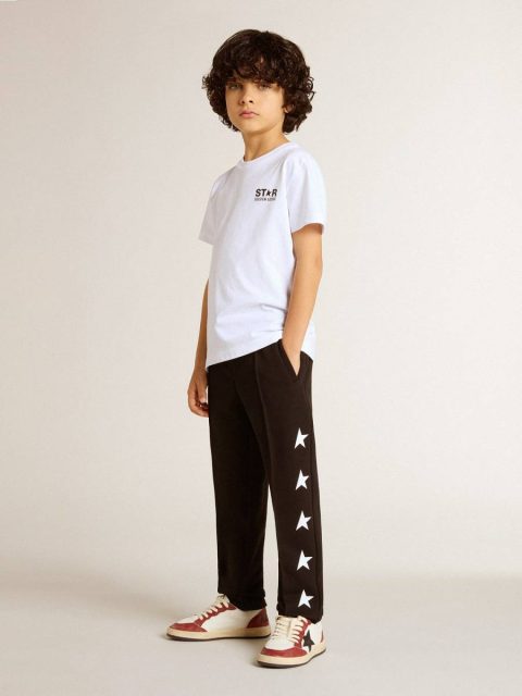 Kids Black Bottomwear Selection (4-12 Years) Golden Goose Boys’ Black Joggers With White Stars - Image 4