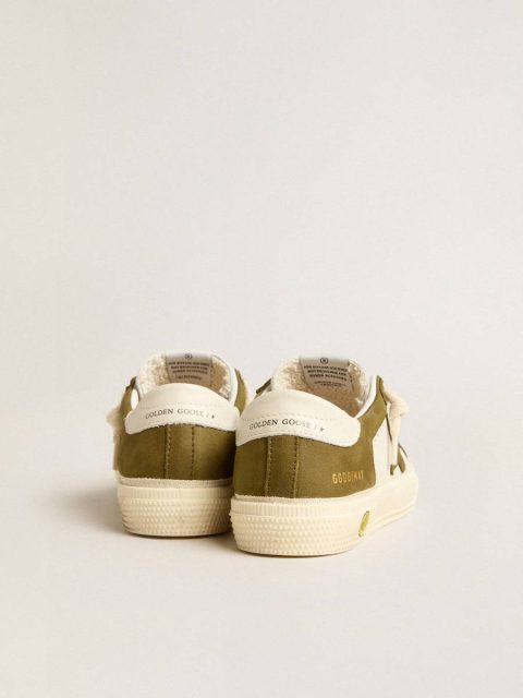 Kids Boys (4-10 Years) Golden Goose May Young In White And Military Green Leather - Image 4