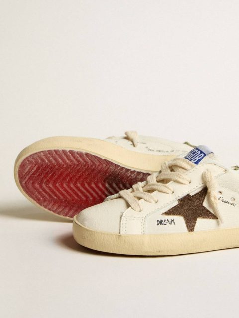 Kids Boys (4-10 Years) Golden Goose Super-Star Young In Nappa With Suede Star And Green Heel Tab - Image 3