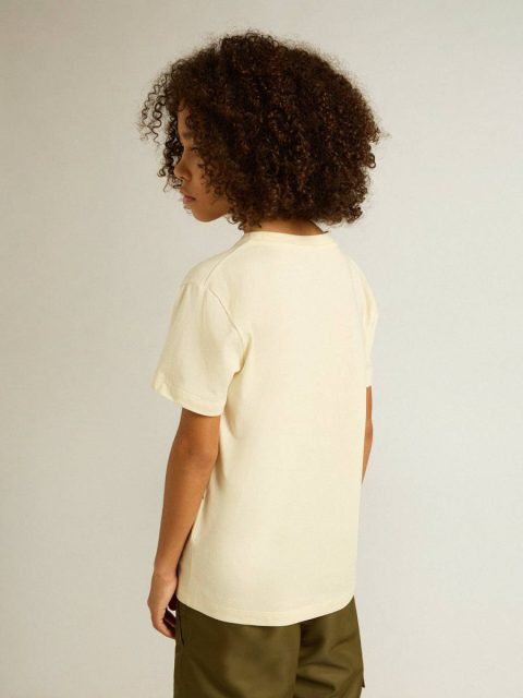 Kids Boys’ T-Shirt In Worn White With Multicolor Lettering Topwear Selection (4-12 Years) Golden Goose Aged White - Image 4