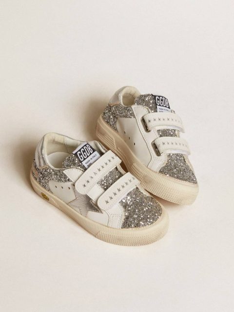 Kids Girls (4-10 Years) Bio-Based May Teen In Glitter With Silver Star And Heel Tab Golden Goose - Image 2