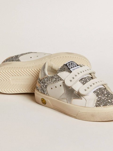Kids Girls (4-10 Years) Bio-Based May Teen In Glitter With Silver Star And Heel Tab Golden Goose - Image 3