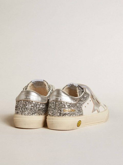 Kids Girls (4-10 Years) Bio-Based May Teen In Glitter With Silver Star And Heel Tab Golden Goose - Image 4