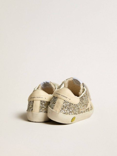 Kids Girls (4-10 Years) Golden Goose Old School Young In Platinum Glitter With Leather Star And Heel Tab - Image 5