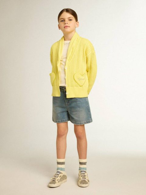 Kids Girls’ Denim Shorts With Distressed Finish Bottomwear Selection (4-12 Years) Golden Goose Blue Denim - Image 3