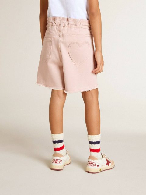 Kids Girls' Pink Cotton Shorts With Embroidery Pink Golden Goose Bottomwear Selection (4-12 Years) - Image 4