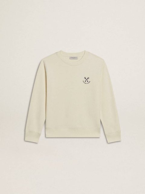 Kids Golden Goose Aged White Girls' T-Shirt In Worn White With Embroidery On The Front And Print On The Back Topwear Selection (4-12 Years)