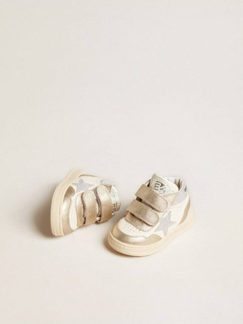 Kids Golden Goose Little Girls (1-3 Years) June Junior In Nappa And Metallic Leather Inserts With Glitter Star - Image 2