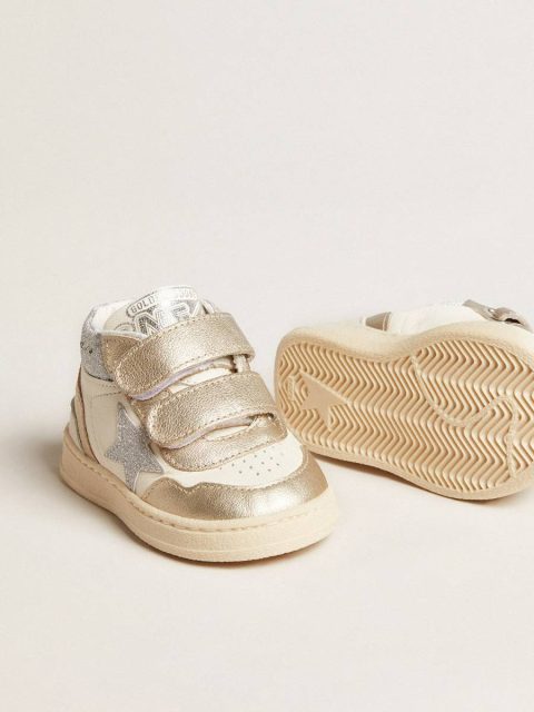 Kids Golden Goose Little Girls (1-3 Years) June Junior In Nappa And Metallic Leather Inserts With Glitter Star - Image 3