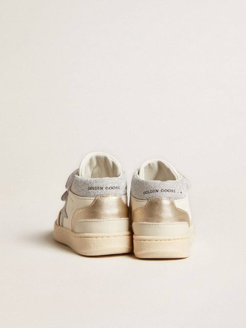 Kids Golden Goose Little Girls (1-3 Years) June Junior In Nappa And Metallic Leather Inserts With Glitter Star - Image 4