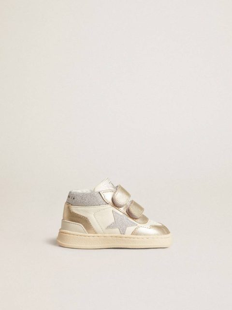 Kids Golden Goose Little Girls (1-3 Years) June Junior In Nappa And Metallic Leather Inserts With Glitter Star