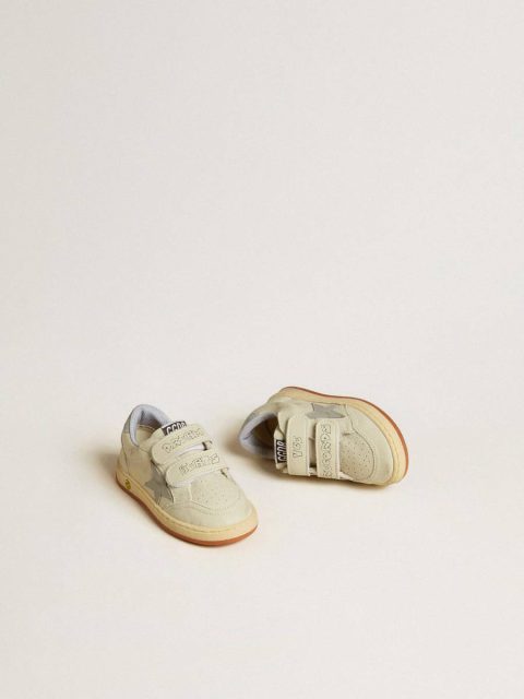 Kids Golden Goose Off-White Ball Star Teen In White Leather With Powder Blue Star And Heel Tab Boys (4-10 Years) - Image 2