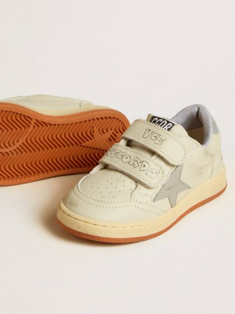 Kids Golden Goose Off-White Ball Star Teen In White Leather With Powder Blue Star And Heel Tab Boys (4-10 Years) - Image 3