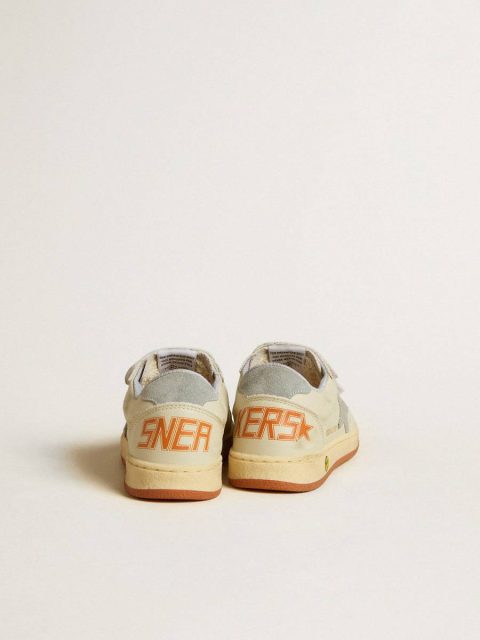 Kids Golden Goose Off-White Ball Star Teen In White Leather With Powder Blue Star And Heel Tab Boys (4-10 Years) - Image 4