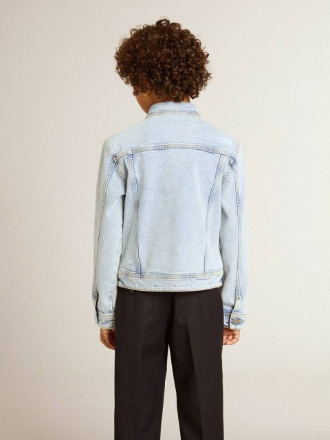 Kids Light Denim Jacket With Embroidery Topwear Selection (4-12 Years) Golden Goose Light Denim - Image 4