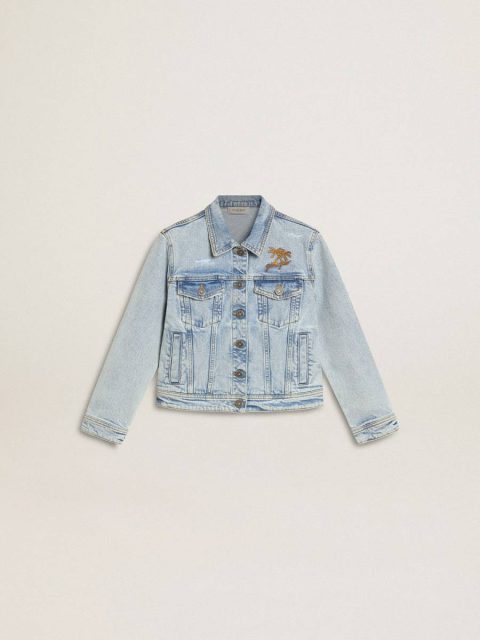 Kids Light Denim Jacket With Embroidery Topwear Selection (4-12 Years) Golden Goose Light Denim