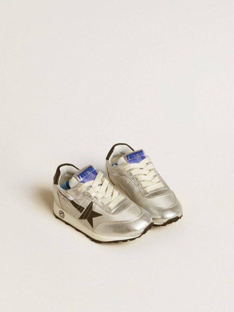 Kids Marathon Young In Silver Nylon With Black Star And Leather Heel Tab Boys (4-10 Years) Golden Goose - Image 2