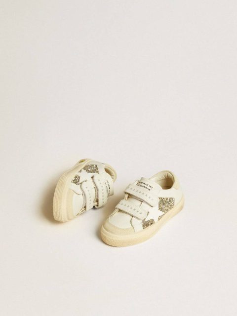 Kids May Teen In White Leather And Gold Glitter With White Leather Star Golden Goose Girls (4-10 Years) - Image 2