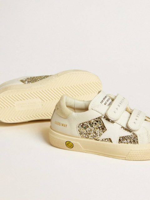 Kids May Teen In White Leather And Gold Glitter With White Leather Star Golden Goose Girls (4-10 Years) - Image 3