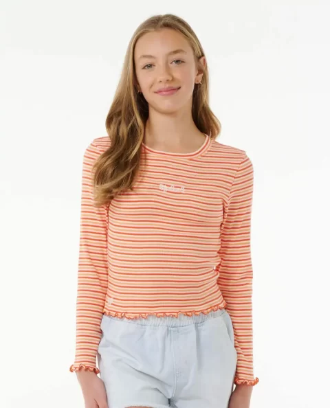 Kids Summer Solsice Long Sleeve Rib Rip Curl Tops & Tees