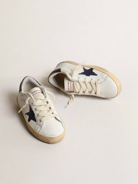 Kids Super-Star Junior In Nappa With A Printed Star And Black Heel Tab Little Boys (1-3 Years) Golden Goose - Image 2