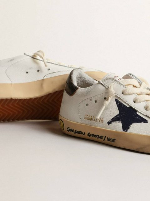 Kids Super-Star Junior In Nappa With A Printed Star And Black Heel Tab Little Boys (1-3 Years) Golden Goose - Image 3