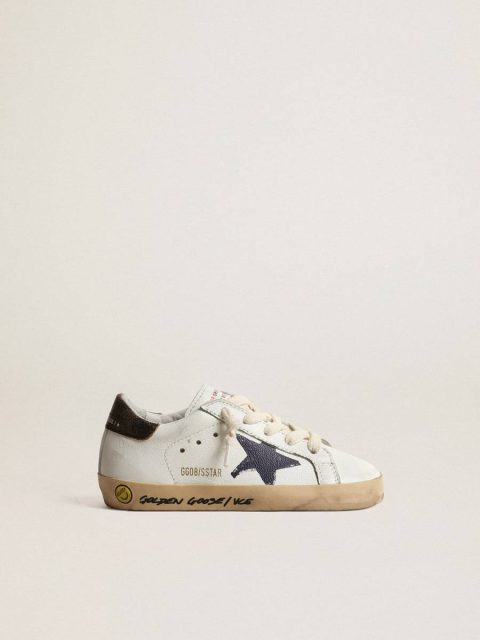Kids Super-Star Junior In Nappa With A Printed Star And Black Heel Tab Little Boys (1-3 Years) Golden Goose