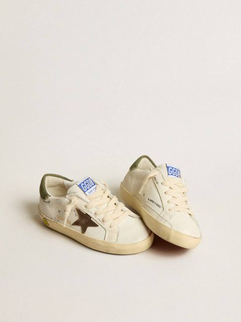 Kids Super-Star Junior In Nappa With Suede Star And Green Heel Tab Golden Goose Little Boys (1-3 Years) - Image 2
