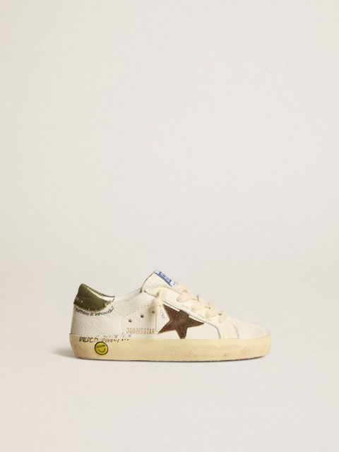 Kids Super-Star Junior In Nappa With Suede Star And Green Heel Tab Golden Goose Little Boys (1-3 Years)