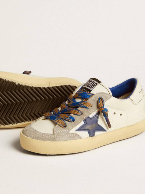 Kids White Little Boys (1-3 Years) Super-Star Junior With Blue Leather Star And Ice-Gray Suede Inserts Golden Goose - Image 3