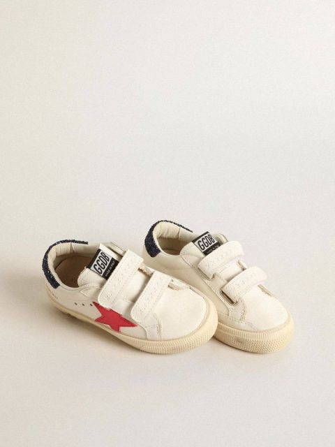 Kids White May Teen With Fuchsia Leather Star And Blue Glitter Heel Tab Girls (4-10 Years) Golden Goose - Image 2