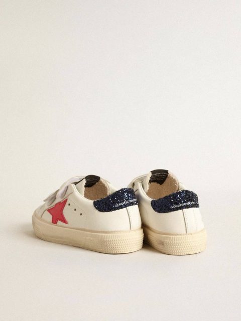 Kids White May Teen With Fuchsia Leather Star And Blue Glitter Heel Tab Girls (4-10 Years) Golden Goose - Image 4