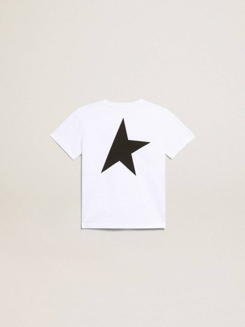 Kids White T-Shirt With Contrasting Black Logo And Star Optical White Topwear Selection (4-12 Years) Golden Goose - Image 2
