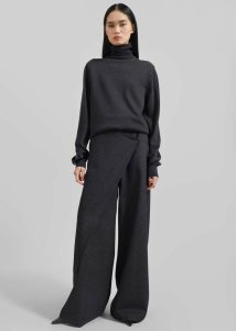 Knitwear Grey Eve Thin Turtleneck Sweater - Dark Grey Melange The Frankie Shop Women