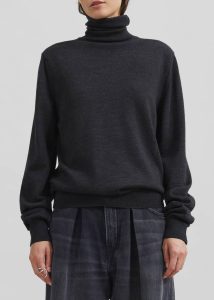 Knitwear Grey Eve Thin Turtleneck Sweater - Dark Grey Melange The Frankie Shop Women - Image 3