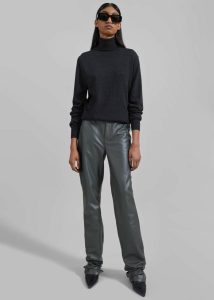 Knitwear Grey Eve Thin Turtleneck Sweater - Dark Grey Melange The Frankie Shop Women - Image 4