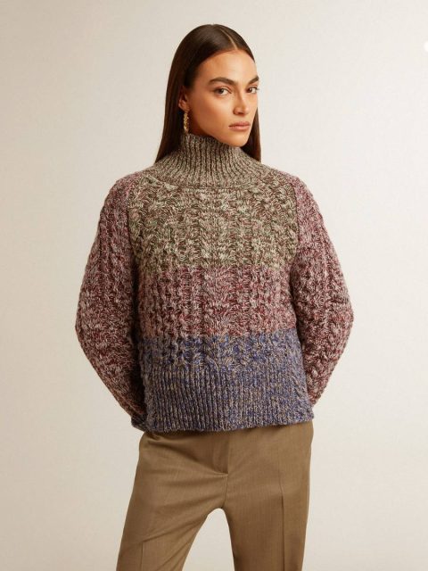 Knitwear Multicolor Golden Goose Women Women's Multicolored High Neck Sweater With Mouliné Yarn - Image 3